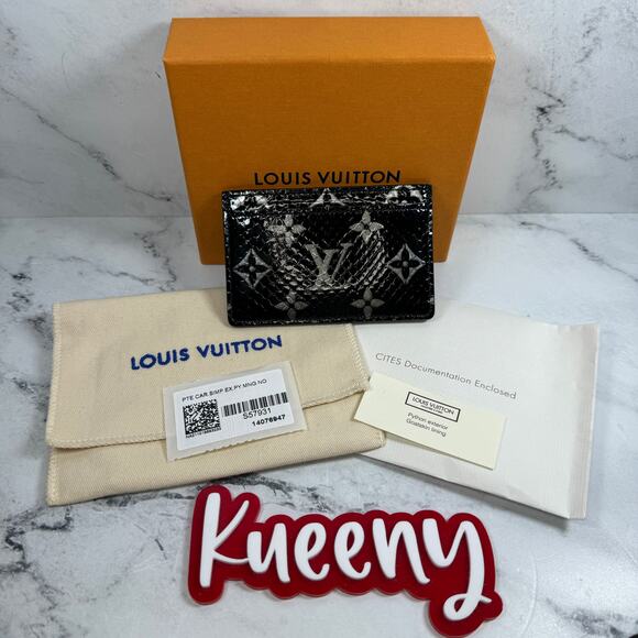 Louis Vuitton Python Cardholder Black/Silver Monogram exotic card case wallet LV - Picture 2 of 10